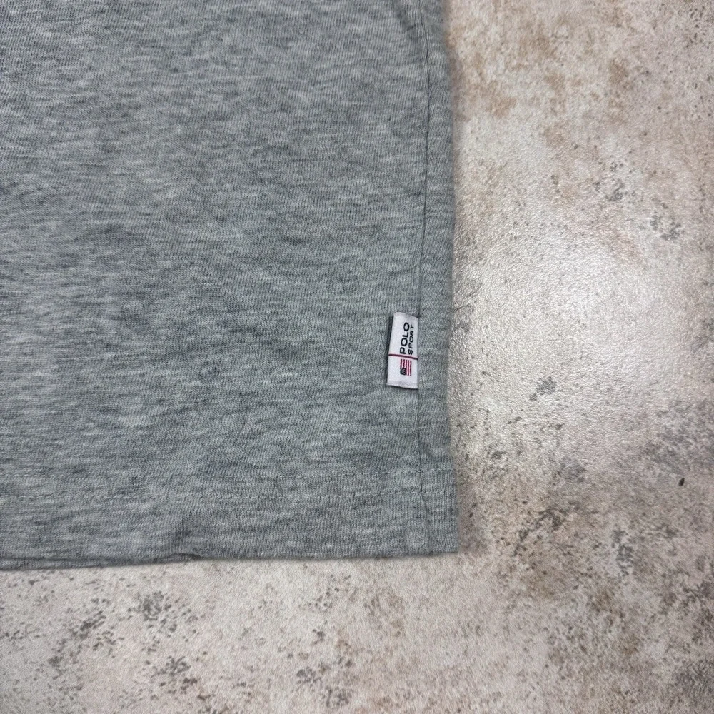Vintage Polo Sport Ralph‎ Lauren Gray V Neck T-Shirt Mens Large Short Sleeve